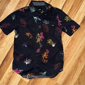 Boy’s graphic, ocean theme, short sleeve button down shirt